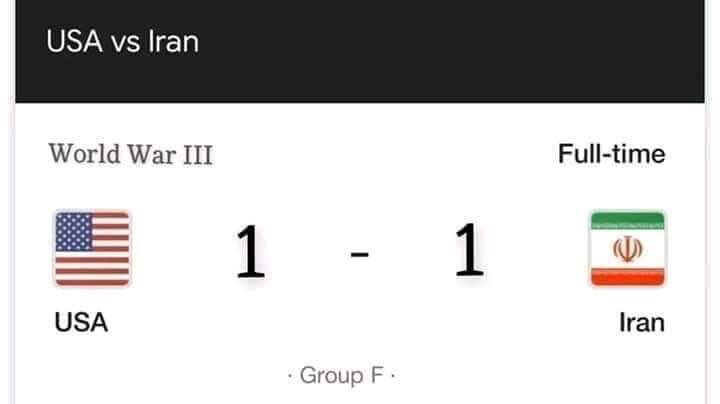 PutazoFaitelson's tweet photo. Ya se empató este pedo.

#IranvsUSA https://t.co/7rA4FH6kEd