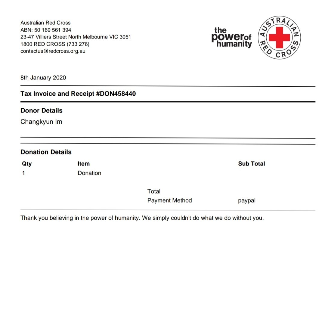 sapotoufu's tweet image. Donated to Australian Red Cross &amp;amp; RSPCA NSW on behalf of Changkyun.

Sending my prayers for the wildfire victims in Australia which include the local citizen, animals, also the plants. I hope the donation will be enough to help &amp;amp; recover everything.

#PrayForAustralia