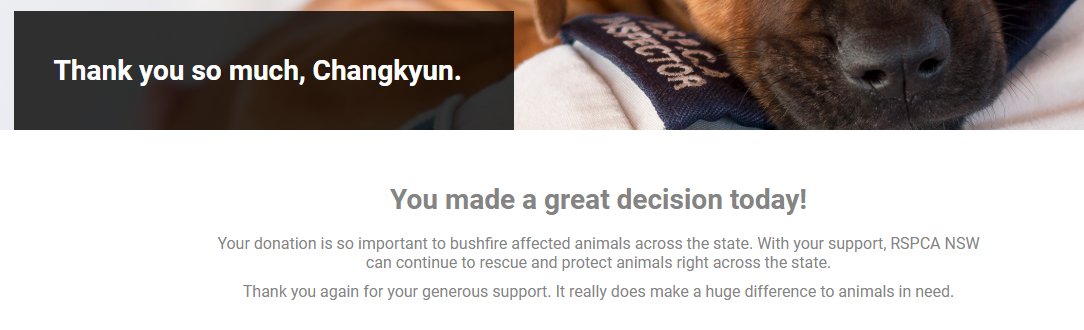 sapotoufu's tweet image. Donated to Australian Red Cross &amp;amp; RSPCA NSW on behalf of Changkyun.

Sending my prayers for the wildfire victims in Australia which include the local citizen, animals, also the plants. I hope the donation will be enough to help &amp;amp; recover everything.

#PrayForAustralia