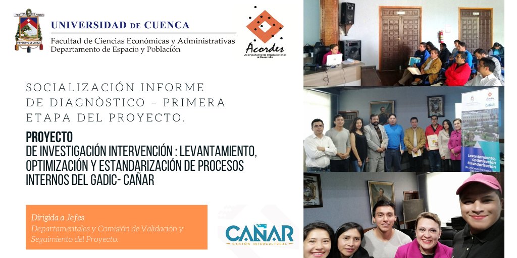 TeamAcordesUC's tweet photo. 📌 Socialización Informe del Diagnostico – Primera etapa del proyecto, a cargo de #AcordesUCuenca dirigido a directivos de @gadicanar.
#UCuenca #GADIC #TeamAcordes #Cañar #ActividadesUCuenca #DIEP https://t.co/Ef56VyK272