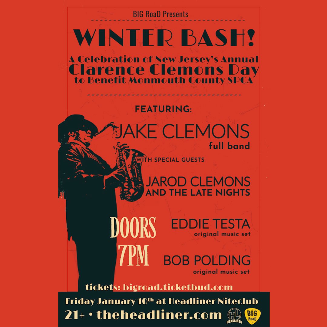 Winter Bash is coming! Check out <a href="/jakeclemons/">Jake Clemons</a> as the featured artist for @headlinernightclub on 1/10. <a href="/JarodAClemons/">Jarod Clemons</a> will be opening! 🍺🎷