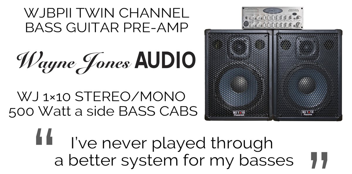WayneJonesAudio's tweet image. Michael sent through a “Happy New Year!” message

“I’ve never played through a better system for my basses. Not even close. Period.”
Full Review bit.ly/39OseXw

WJBPII Twin Channel Bass Pre-Amp
WJ 1×10 Stereo/Mono Bass Cabinets

Wayne Jones AUDIO
waynejonesaudio.com