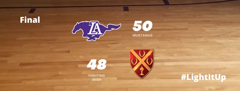 LAMustangsBB's tweet photo. Final 

Mustangs win ‼️

Mustangs 50
Fighting Irish 48

#LightItUp x #LipscombBasketball https://t.co/ak0mUUfQ6S