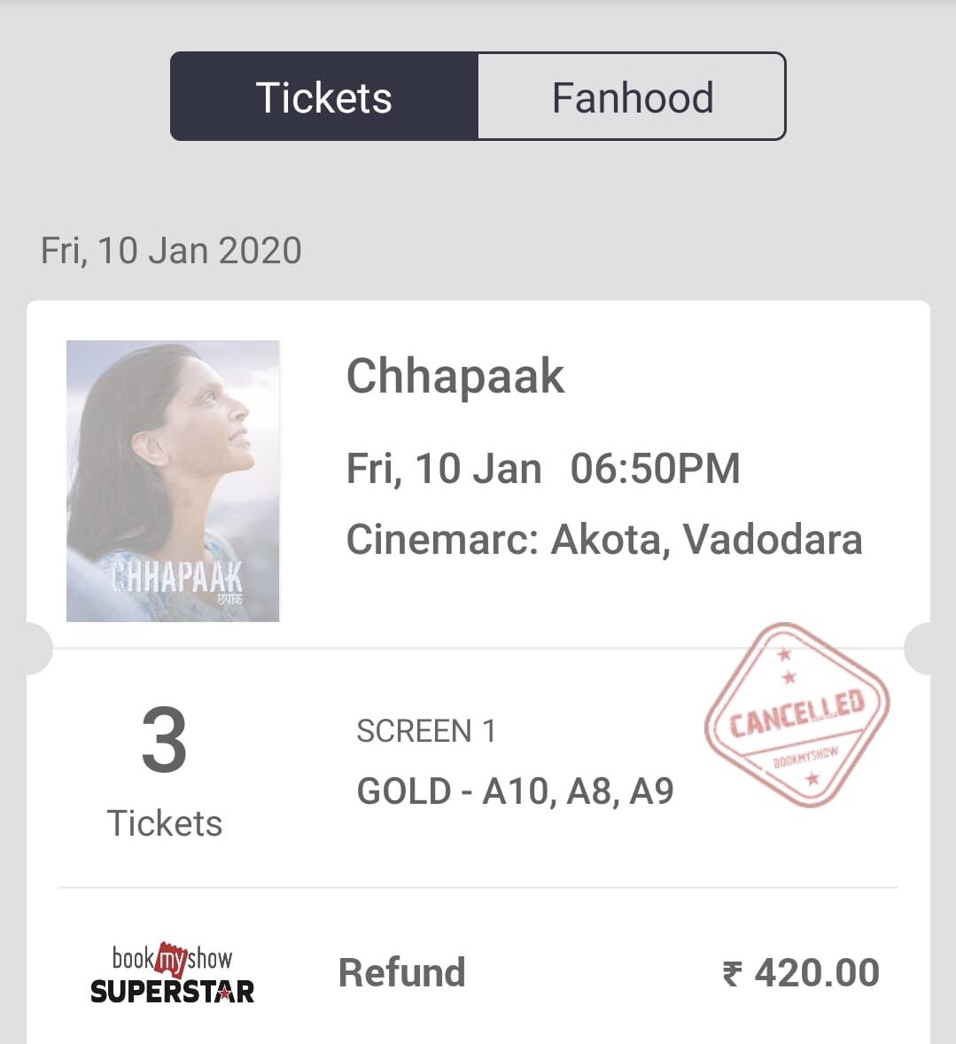 ChandanSharmaBR's tweet photo. #boycottchhapaak @deepikapadukone 
Plz cancelled everyone who booked ticket...... https://t.co/y0fLo7wRaz