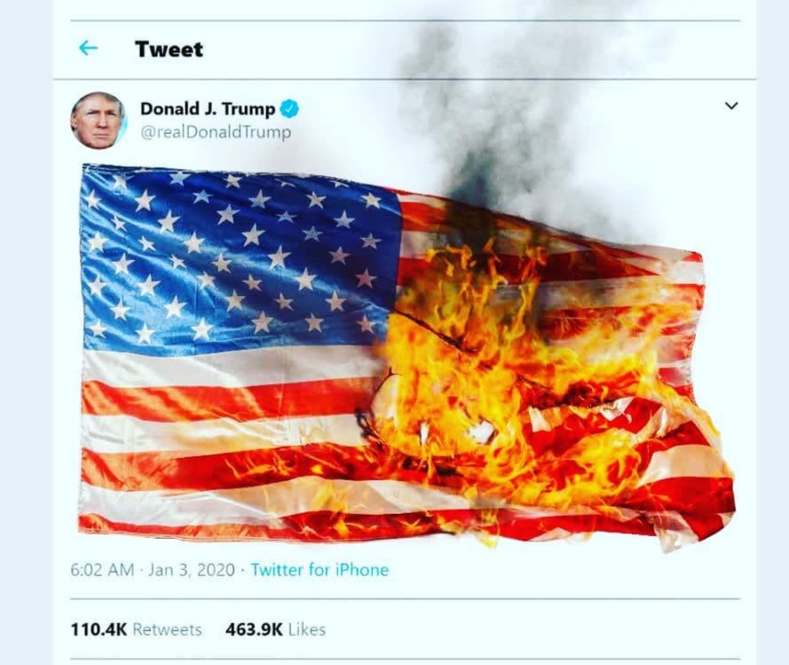 Persian2020's tweet photo. @realDonaldTrump Your next tweet!!! 
🚀🚀🚀🚀🚀🚀🚀🔥🔥🔥🔥🔥🔥
#HardRevenge
#HARD_REVENG 
#down_with_USA 
#Down_with_israel https://t.co/hCWYXOlCWn