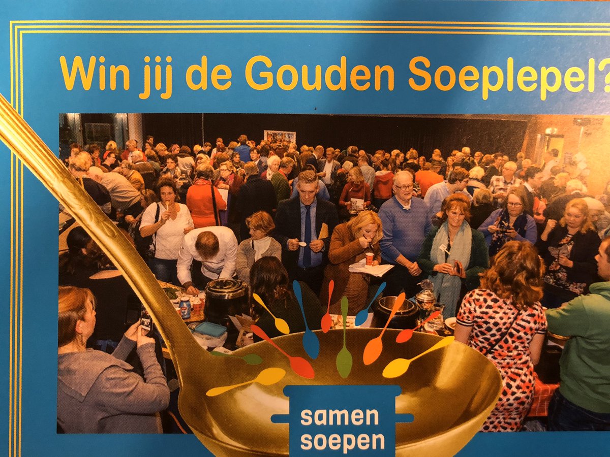 Inwoners, organisaties, ondernemers, iedereen kan soep maken en heeft een verhaal over wat waardevol is voor jou of je organisatie. Win op 24 januari a.s de gouden, zilveren of bronzen soeplepel uit handen van Janny van der Heijden. Aanmelden: goudensoeplepel@gmail.com