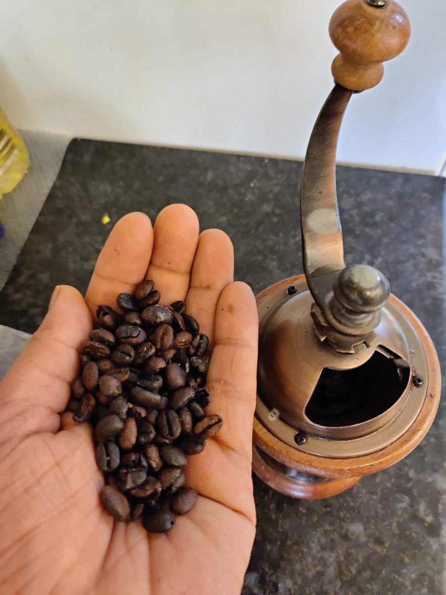 raam_s13's tweet photo. #coffee beans grown and roasted at home in #Bangalore #India, and now ready to be ground and savoured at home in #Manchester. #SouthIndian #CoffeeCulture #MorningElixir. https://t.co/nhp68VocY5