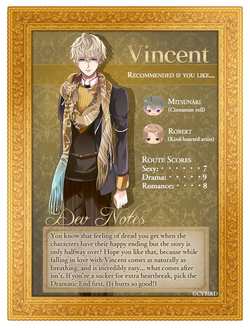 Ikémen Series by CYBIRD on Twitter: &quot;Vincent's route is coming tomorrow (!!!) which means... time for Dev Notes! Which ending of his are you going to choose first? 🌻 #ikevamp #ikemenvampire ⭐