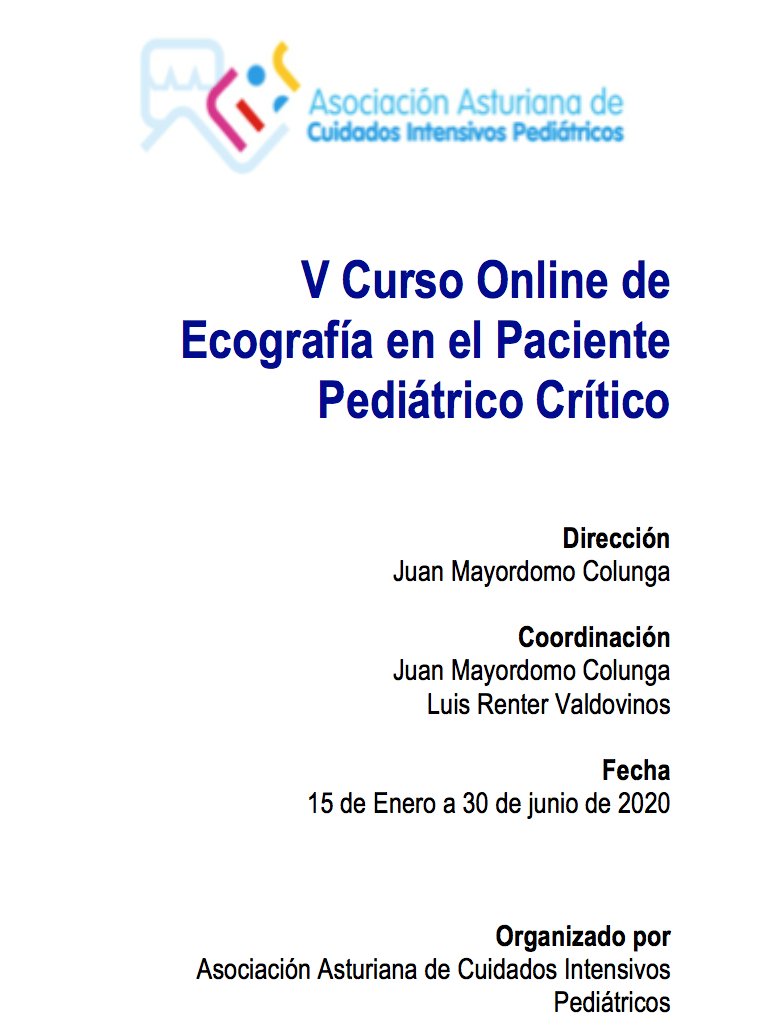 📢📢#CURSO DE INTERÉS:
Curso #online de #Ecografía en el Paciente #Pediátrico #Crítico
📅 15/01/2020 a 30/06/2020 
¿te lo vas a perder? 

👉👉bit.ly/2N5tps1

  #PedsICU #UCIP #Medicos  #Pediatras #SECIP