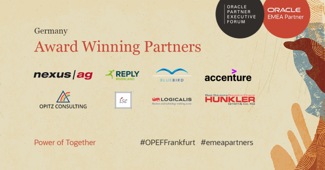 Congrats to all German #emeapartners #POTY Award winners announced at #OPEFFrankfurt ! Thank you for your dedication to excellence #ISV #CX #ERPM #HCM #Database #Exadata #ODA <a href="/OracleCloud/">Oracle Cloud</a> Discover Knowledge Zones: <a href="/Oraclepartners/">Oracle Partner Community</a> <a href="/Oracleemeaps/">Oracle EMEA PartnerNetwork</a> <a href="/Oracle_DE/">Oracle Deutschland</a> bit.ly/2QVCbK7