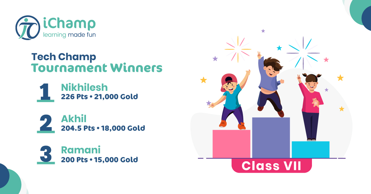 ichamp_in's tweet photo. Congratulations to the winners of the ‘Mini |Tech Champ’ tournament held on 4th and 5th Jan . Thanks to everyone for participation. Keep participating on #ichamp to improve and excel in academics.
#maths #science #betterlearning #Bebetter #keeplearning #english #onlinecompetition https://t.co/0wr8vcJUXu