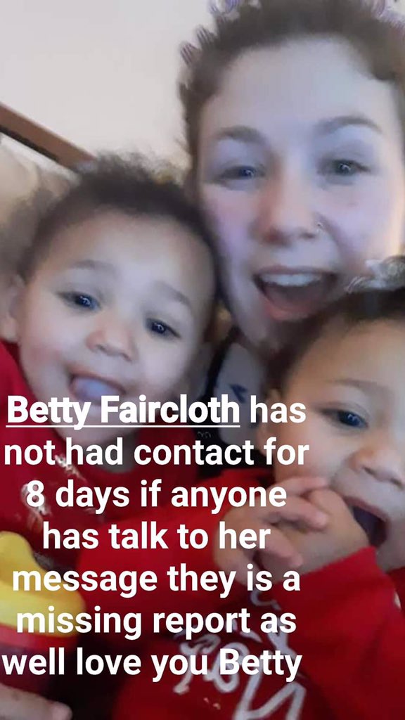 brittanydohm's tweet photo. my best fucking friend, Betty Faircloth is missing.. she is in the Brooklyn center area. If you have voice or see her please call the sheriffs department. It’s been 8 days. It is not her on her accounts either... https://t.co/WJR2lYLnoM