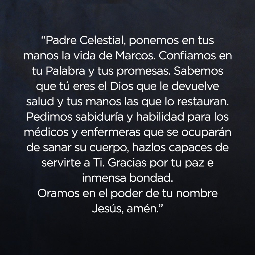 MarcosWitt's tweet photo. [NOTA DE PRENSA] Gracias por unirte en oración por la salud y pronta recuperación de Marcos Witt. Te invitamos a dejarle un mensaje de ánimo en los comentarios. #DiosEsBueno https://t.co/ObPPvxYrMZ