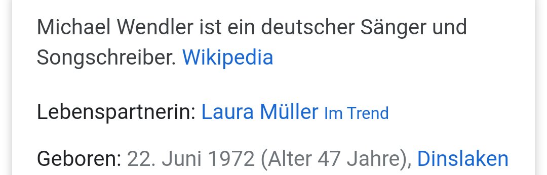 ERNSTchen's tweet photo. @Hoellenaufsicht Ich musste jetzt erstmal googeln wer dieser "Wendler" ist. Kein traditionelles Fernsehen konsumieren seit 2007 - es ist ein Segen. Lustig aber was hier Google als Zusatzinfo anbietet. 👀 #ImTrend https://t.co/07HfhLWcST