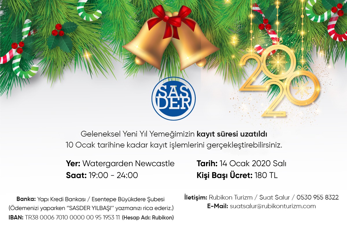 Geleneksel Yeni Yıl Yemeğimizin kayıt süresi uzatıldı. 10 Ocak tarihine kadar kayıt işlemlerinizi gerçekleştirebilirsiniz. 

#sasder #gelenekselyeniyılyemeği #yeniyıl #yeniyılyemeği #newyear #sağlıkyöneticileri #sigortayöneticileri