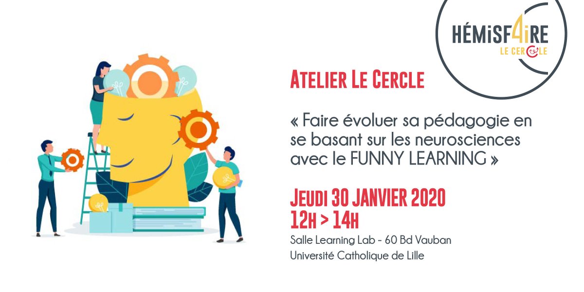 HEMiSF4iREUCL's tweet photo. [SAVE THE DATE]🔍👥« Faire évoluer sa #pédagogie avec le #funnylearning »
#atelier animé par Elise HUNOUT, Facili-communicatrice.
📆 Jeudi 30 janvier 2020
🕙 14h>16h
📍 Salle Learning Lab
@UnivCatholille
►QR code : hemisf4ire@univ-catholille.fr https://t.co/oD7F6zZoBq