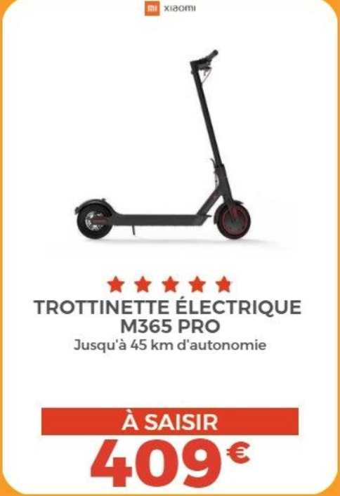 T_Hugo_'s tweet photo. @Cdiscount On a pas le même prix sur votre page d'acceuil que sur la page article pour la trottinette xiaomi M365 PRO...409€ et 459€ https://t.co/0rFlConfW4
