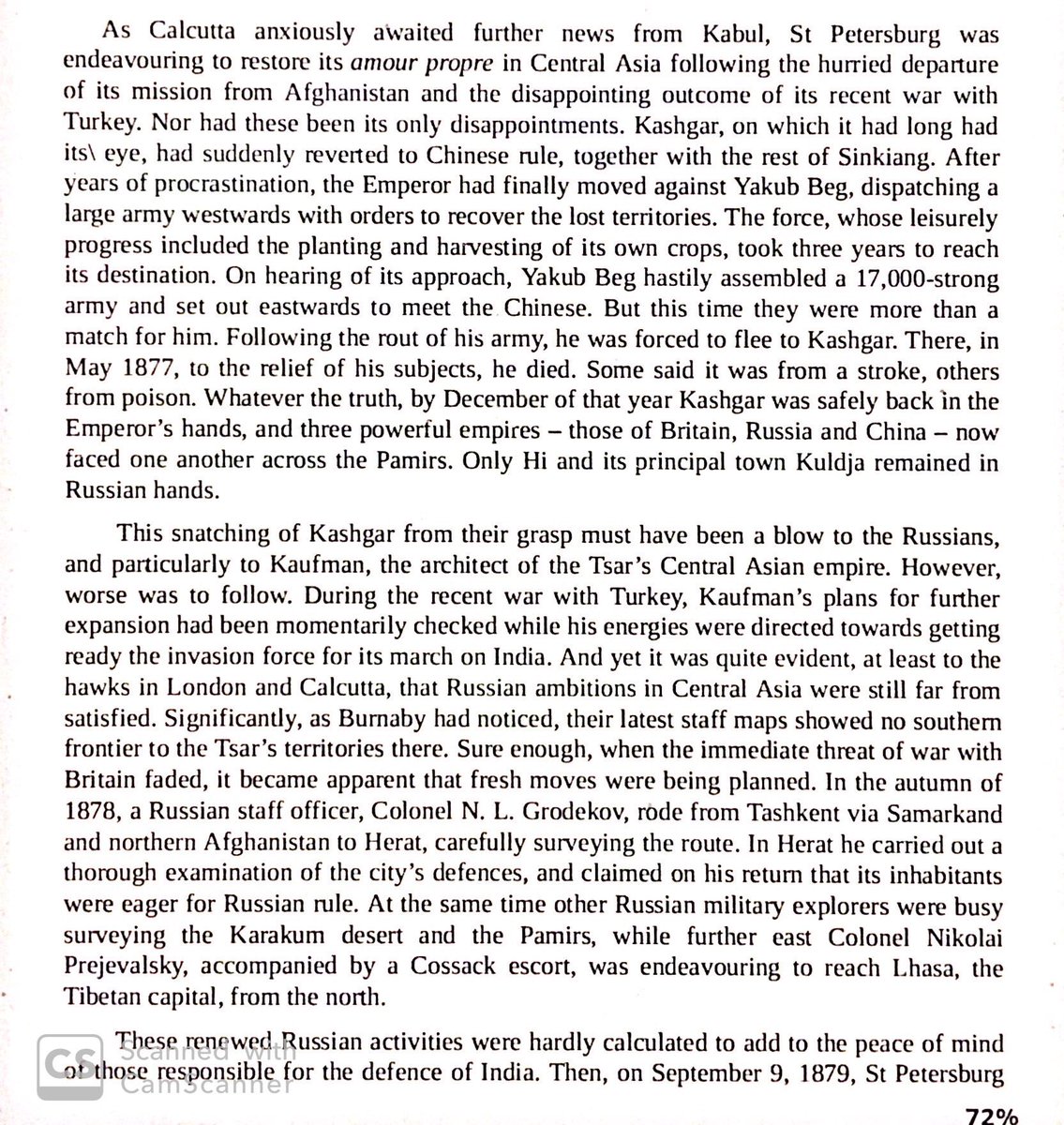 Chinese retook Kashgar from Yakub Beg in 1877. Kashgar had independent for the previous 12 years. It was a blow to Russian plans to add the region to their sphere of influence.