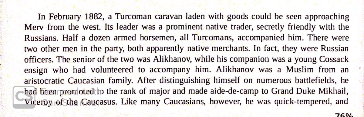 A Caucasian Moslem in Russian service won Merv for Russia by appealing to their desire for trade & security. He was made governor by Tsar.