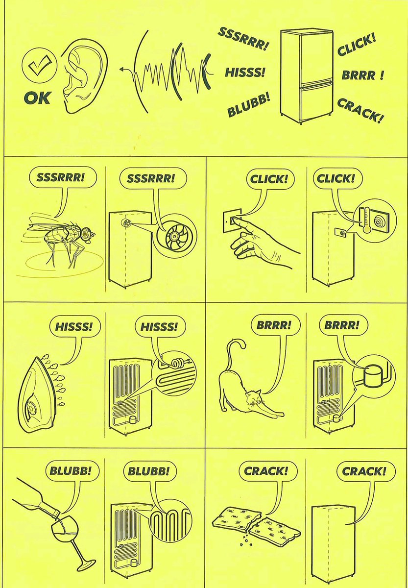 Gotta love this #illustration explaining all the noises our new #electrolux #fridge makes. #userexperience #manual #usability #uxdesign #peaceofmind