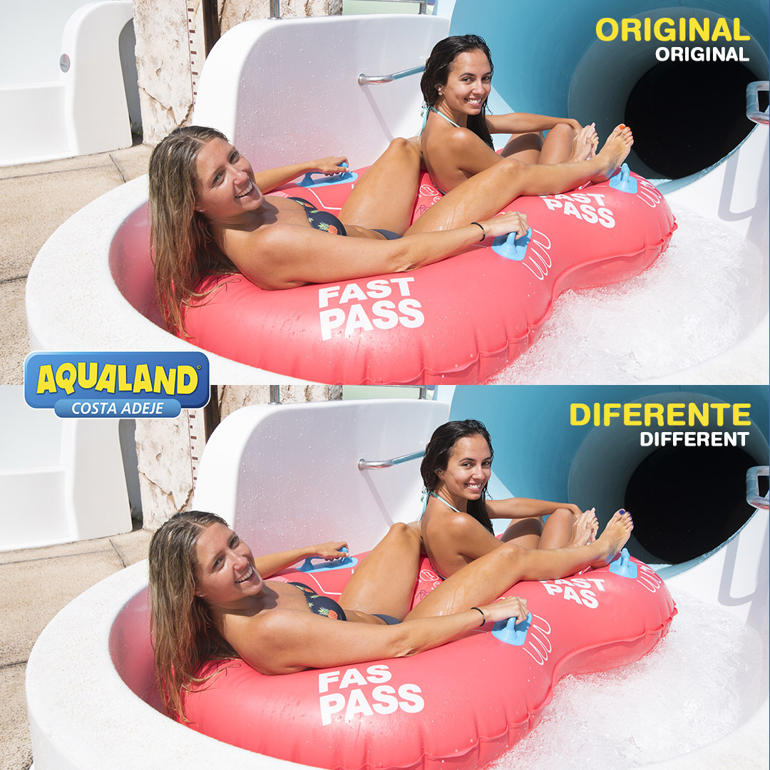 Reto de hoy 😉👉 ¿eres capaz de encontrar las 5 diferencias? Si lo consigues comenta "Aqualand Mola" 🙌😁
aqualand.es/costa-adeje/

#tenerife #diversión #sol #adrenalina #familia #islascanarias #fun #sun #adrenaline #family #canaryislands #holidays #amigos #friends #niños #pool
