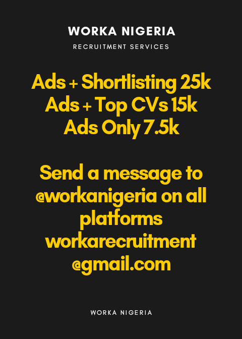 workanigeria's tweet photo. Recruitment and CV Services
We serve both employers and employees
#workalearning https://t.co/rJNT42jM3k