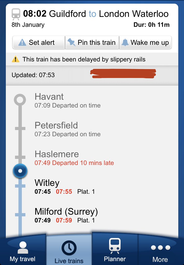 MarkFullerPhot1's tweet photo. Forgot their all weather tyres today! @SW_Railway @networkrail @eagleradio @ComedyTiming @CarsGuildford @GTCtyres #lateasalways #anotherdelay #slipperyrails #southwesternrail #guildford #surrey @SurreyLife @SurreyNews @ExperienceGford @GuildfordTIC https://t.co/LVz4l1oqJr