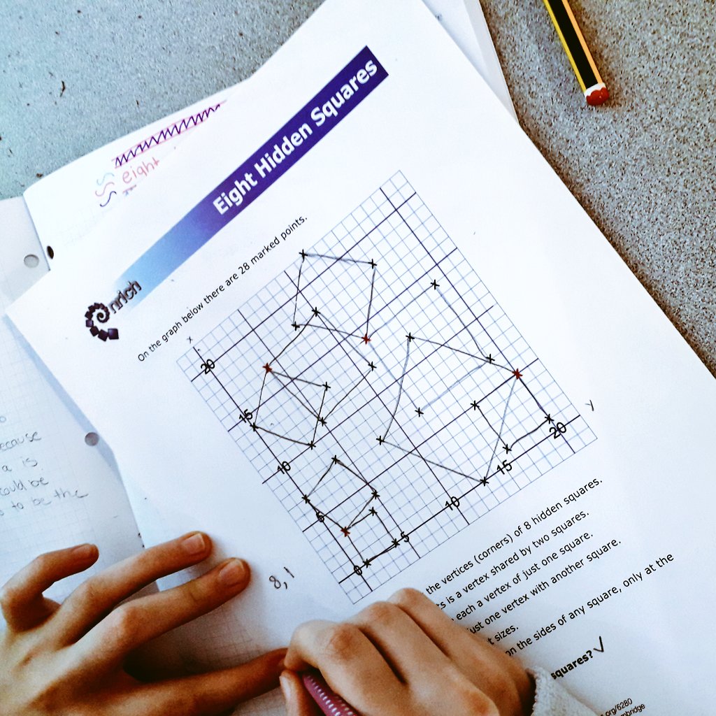 Gus_Echeverry's tweet photo. Today's question: "How integers help us understand spacial relationships?" @nrichmaths Eight hidden squares @AISBucharest #MYPMaths #Grade6 #ConceptualUnderstanding https://t.co/vH4vp3LhVa