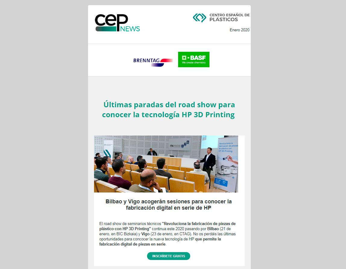CEPplast's tweet photo. 📩  Ya puedes leer nuestra última newsletter, en la que destacamos las dos últimas citas del road show con @HP @HPEspana así como nuestras próximas acciones formativas para el sector de los #plásticos 👉 https://t.co/uepcBEwVU1 https://t.co/egcxAmqfJd