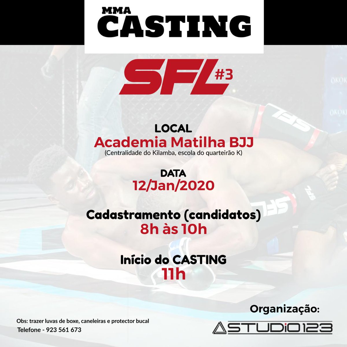 sfl_supremus's tweet photo. MMA Casting SFL

Não perca a sua chance e venha realizar o seu sonho.

Apenas 4 vagas disponíveis para participar na próxima edição do SFL.

ESPERAMOS POR SI. https://t.co/mSkI9iHryt