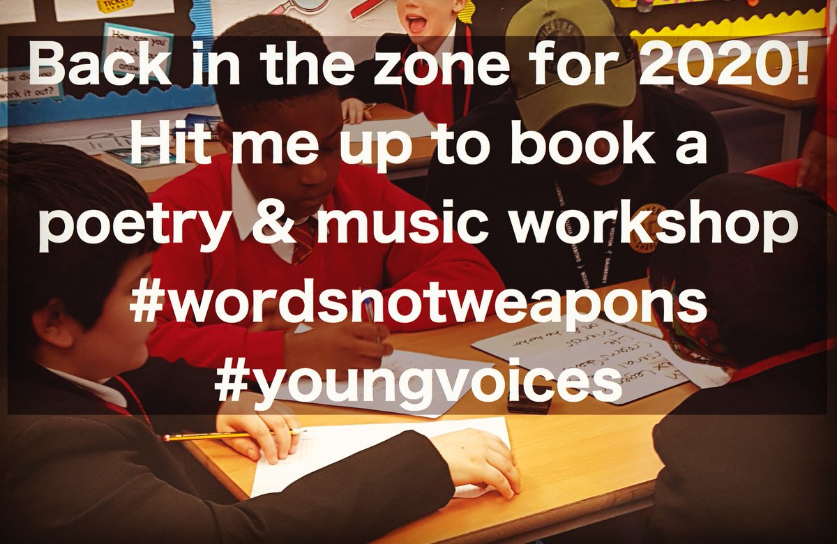 thebad1's tweet photo. Back in the zone for 2020! Hit me up to book a poetry &amp; music workshop #wordsnotweapons 
#youngvoices #musiceducation #empoweryoungpeople #badlaydee #musicworkshop #songwritingworkshop https://t.co/XeziFC08JI