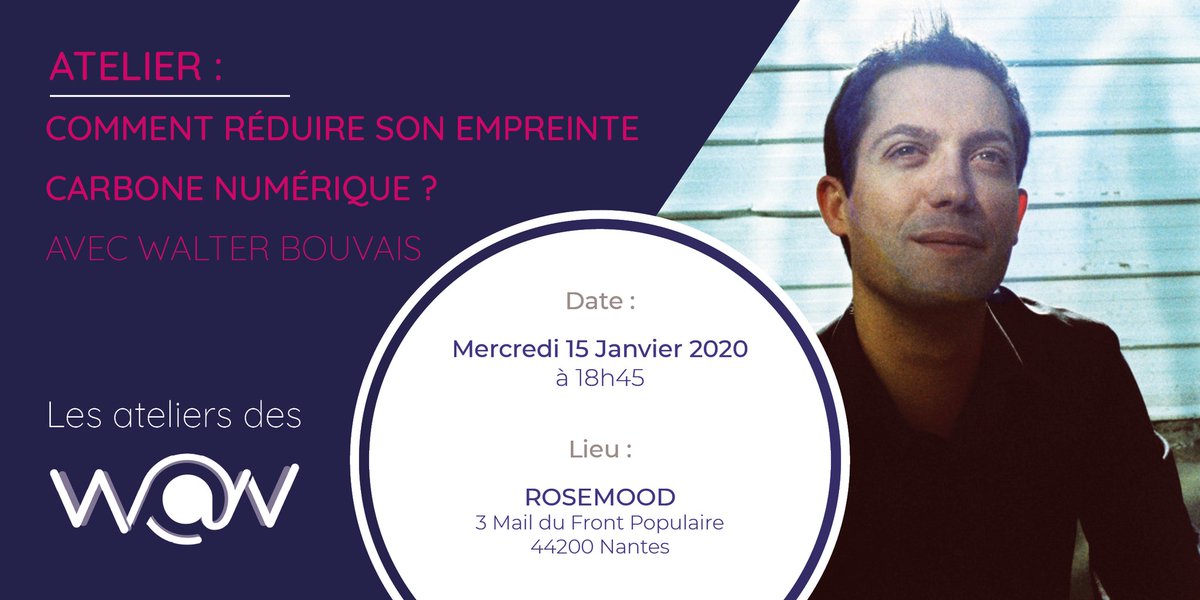 WomenatNantes's tweet photo. Tu te sens concerné(e) par les enjeux environnementaux et ton #empreintenumérique, mais tu ne sais pas par où commencer🤔? Viens découvrir de bonnes pratiques lors de notre atelier du 15/01 avec Walter Bouvais 😊
J - 7 pour s'inscrire 👉 https://t.co/ZHu1ClQvaq #jeminspire https://t.co/0ePJmC5to1
