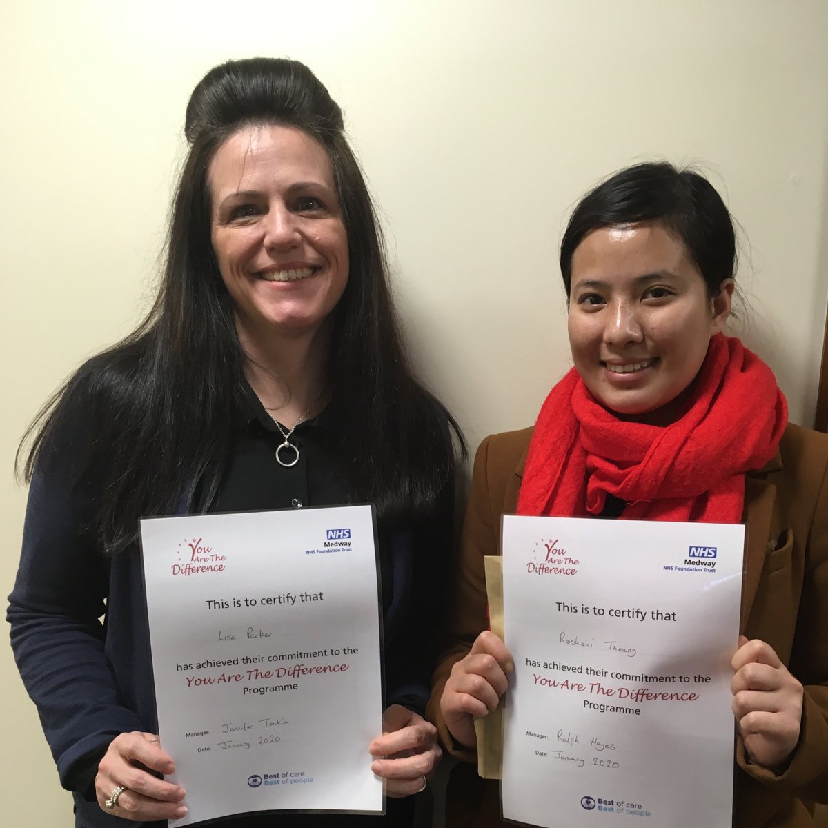 MedwayYatd's tweet photo. Lisa &amp; Roshani making a positive commitment to improving our culture here at MMH.Thank you for making the difference 👍
@JamesDevineNHS 
@AlfYATD https://t.co/1Rc1ePj5Nc
