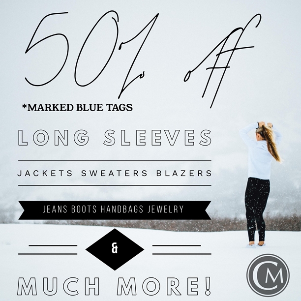 Starting Today! 1/8/20!
All marked blue tags are now 50% off! 👏🏼
Hurry in for the best selection! 
Doors open a...