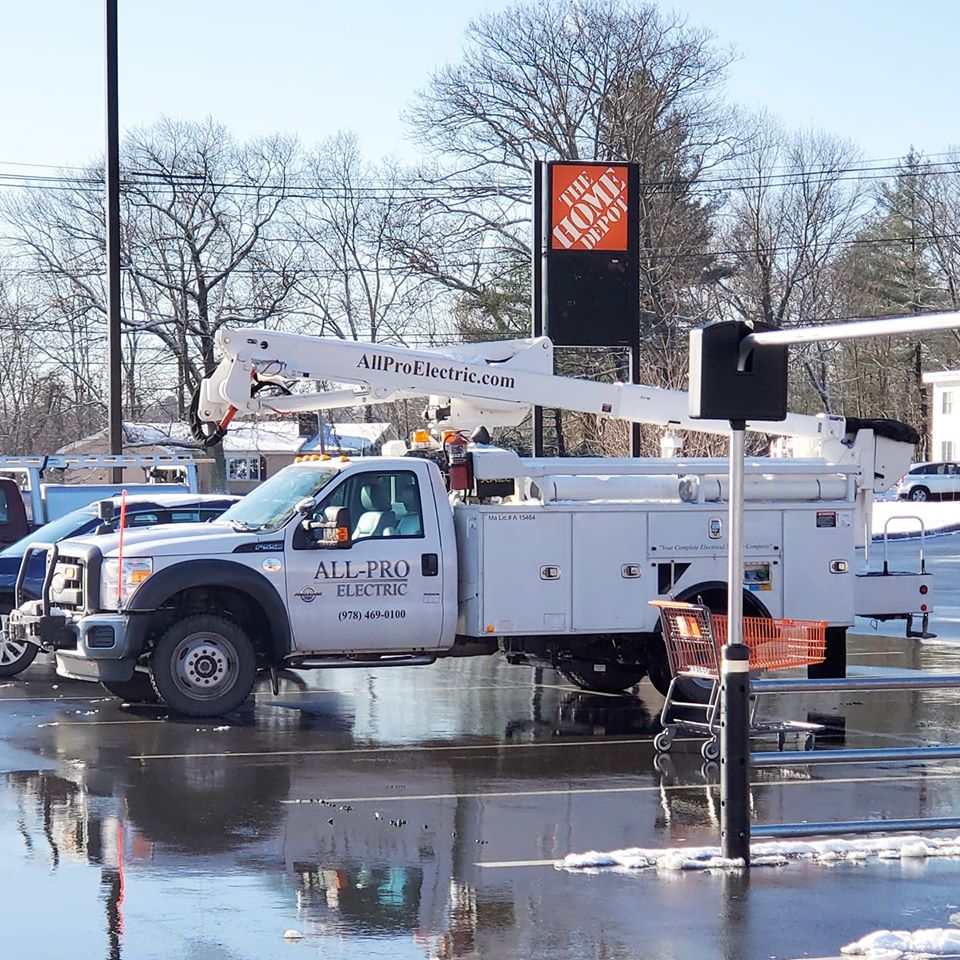 Seen on a @homedepot run! Where have you spotted an All-Pro Electric's truck or van? #electrician #electricians  #construction #bostonelectrician #bostonconstruction #homedepot #homedepotmemes #merrimackvalley #massachusetts #generalcontractor #bostoncontractor #bostoncontracting