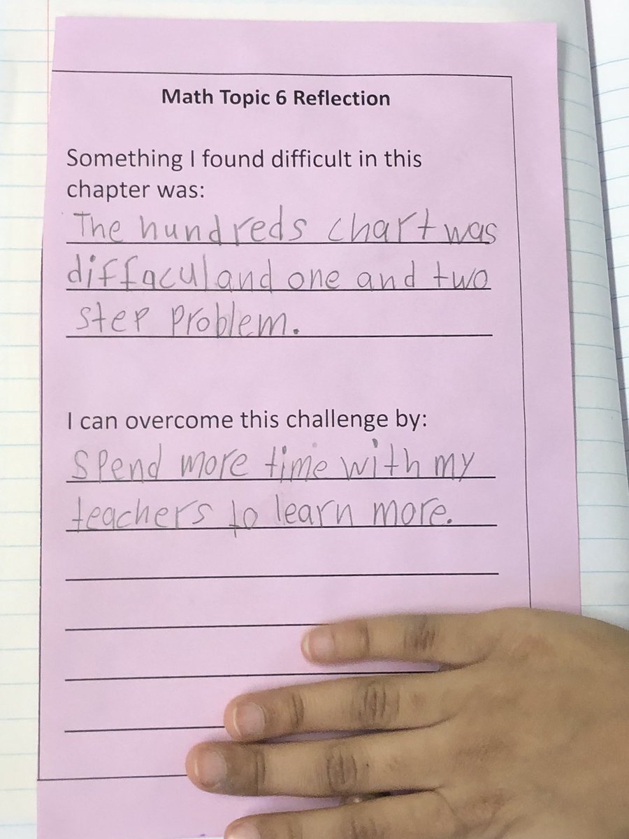 2ndGradeJKO's tweet photo. Students reflect on what they learned during Chapter 6 in Math. This helps students put a plan in place and gives teachers an idea on what we need to focus on with students to help them succeed. @PS66JKO @District27NYC #selfreflection #nextsteps #envisionsmath https://t.co/g9cL84E5n6