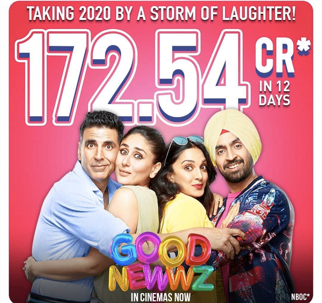 diljitdosanjh's tweet photo. Ruling the box office with wide smiles!!😃 #GoodNewwz

@akshaykumar #KareenaKapoorKhan @Advani_Kiara @karanjohar @apoorvamehta18 @ShashankKhaitan @raj_a_mehta @NotSoSnob @ZeeStudios_ @DharmaMovies #CapeOfGoodFilms @ZeeMusicCompany https://t.co/BHLk9UbYze