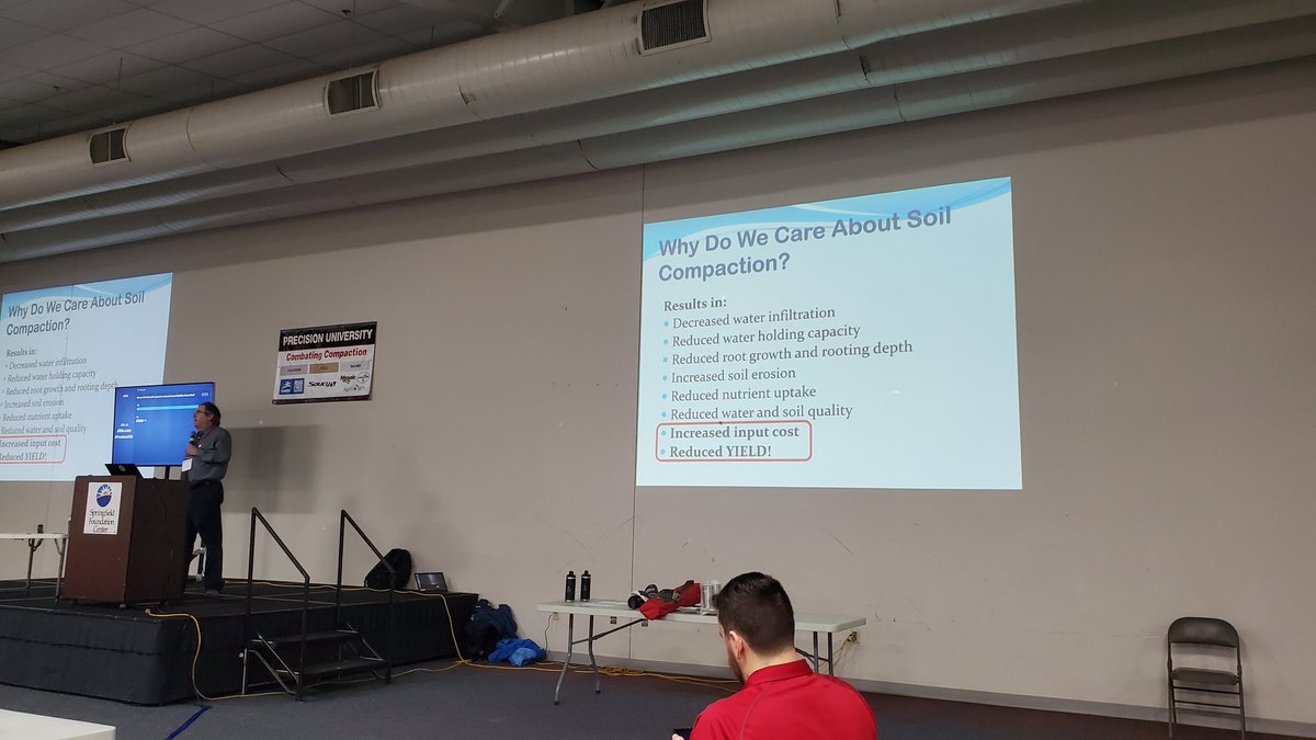 OhioStatePA's tweet photo. Ian McDonald from OMAFRA outlining soil compaction and its impact on crop production. #PrecisionU20 #agtech #CompactIntel https://t.co/wZF2gGE1ob