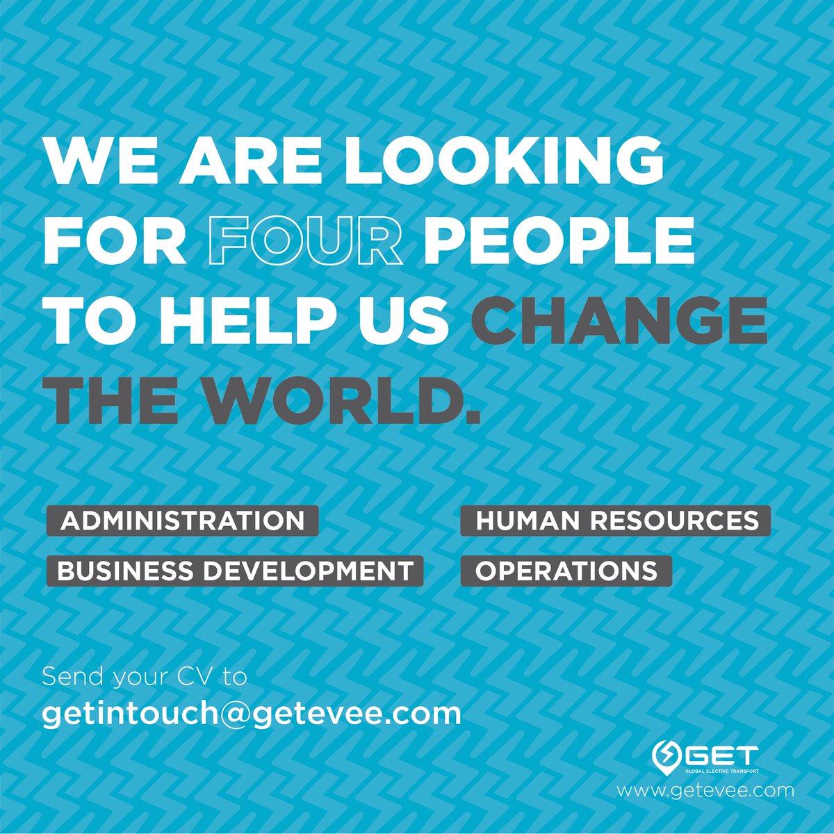 GET_COMET's tweet image. 𝗖𝗛𝗔𝗡𝗚𝗘 𝗧𝗛𝗘 𝗪𝗢𝗥𝗟𝗗 with GET PH! We are looking for four people who have the same vision as us — a movement towards a GREENER future. If you have what it takes to change the world, send your CV to getintouch@getevee.com #GoElectricToday