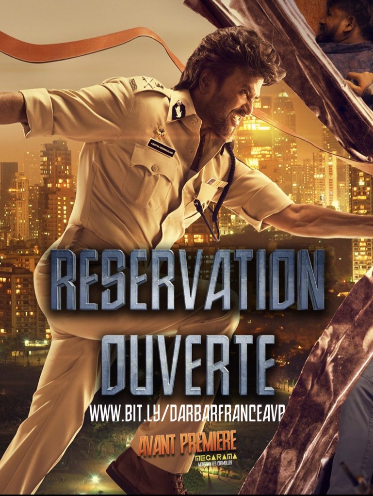 FranceRMM's tweet photo. 🇫🇷 La billetterie en ligne est enfin ouverte! Réservez vos places sur le lien suivant:

https://t.co/5VbJYSFYpa 

Avant-première au Megarama Montigny ce soir à 23h30!

French Premiere online booking open! 
#Darbar #DarbarFrance #DarbarPongal #DarbarThiruvizha @FridayEntertai1 https://t.co/csfX9rqi50