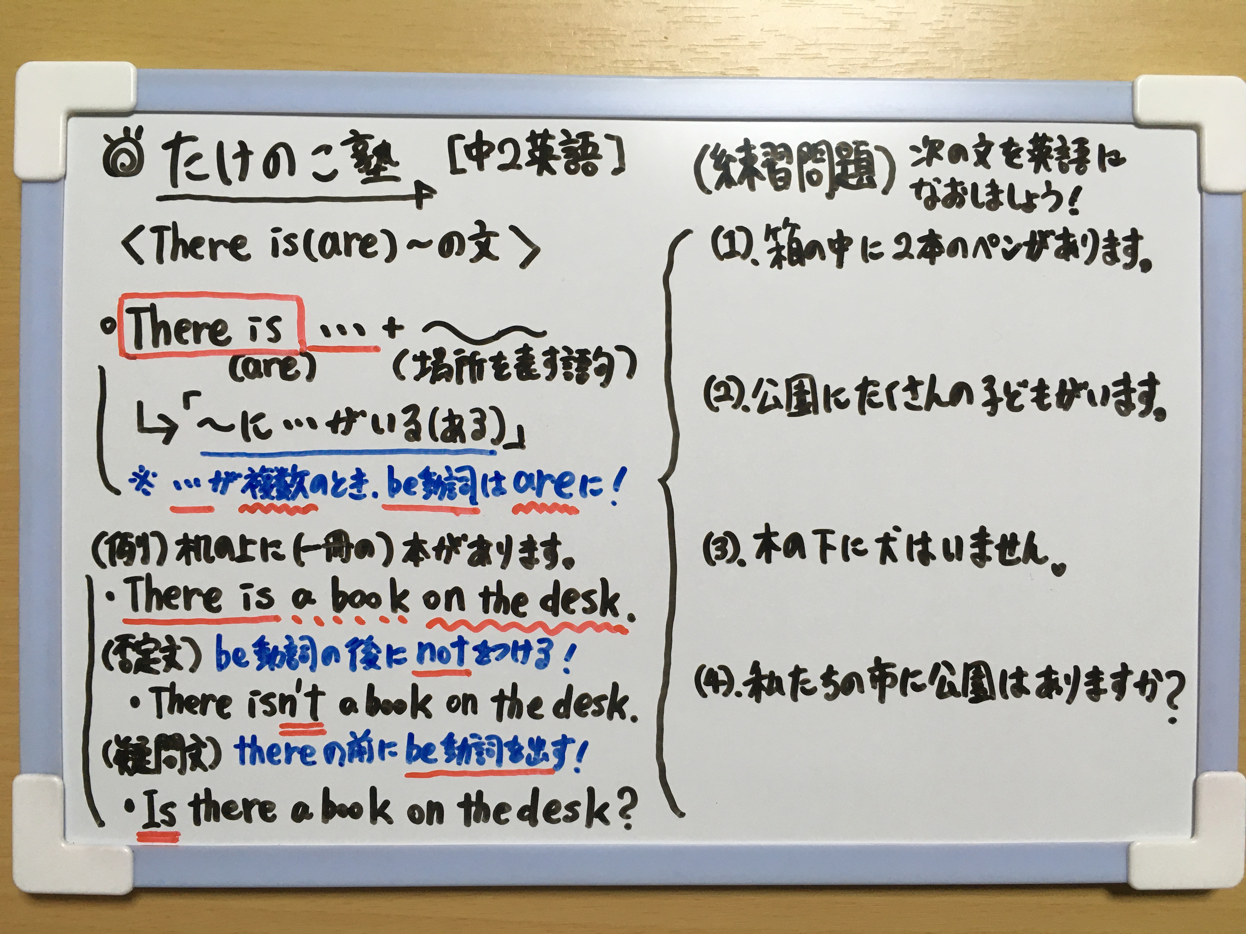 Twitter 上的 たけのこ塾 中2英 There Is Are の文 の問題を作成しました There Is Are 場所を表す語句 が にいる ある が複数のとき Be動詞はareに 否定文 Be動詞の後にnotを付ける 疑問文 Thereの前にbe動詞を出す 詳しくは画像