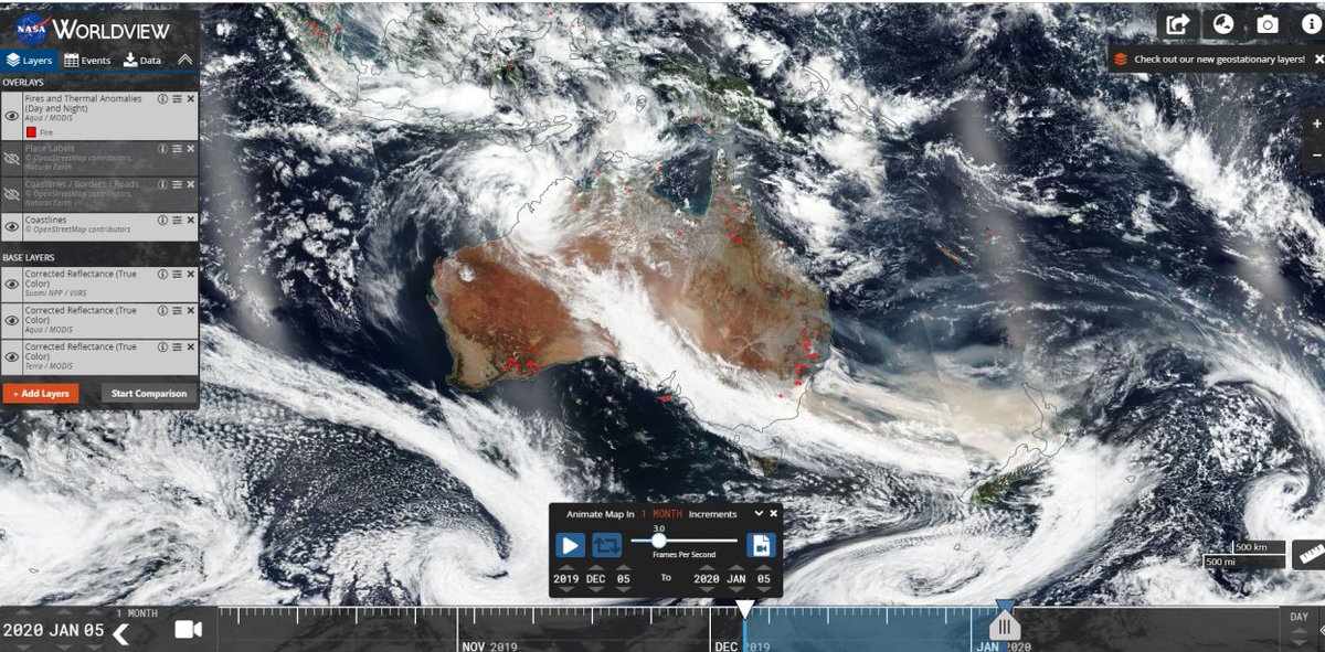 DavidTham's tweet photo. Where the bush fires are:  https://t.co/XtnAh7H9X9 (NASA data) #Australia https://t.co/Vyk3P7BXyj
