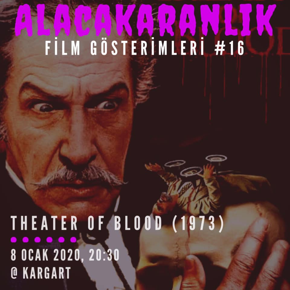 kargART salonunda bu akşam:
#AlacakaranlıkDergi gösterimlerinin 16.sında #DouglasHickox’un #VincentPrice’lı 1973 gerilim klasiği "Theatre Of Blood" perdede olacak. Gösterim ücretsizdir.
#karga #kargakadıköy
karga.com.tr