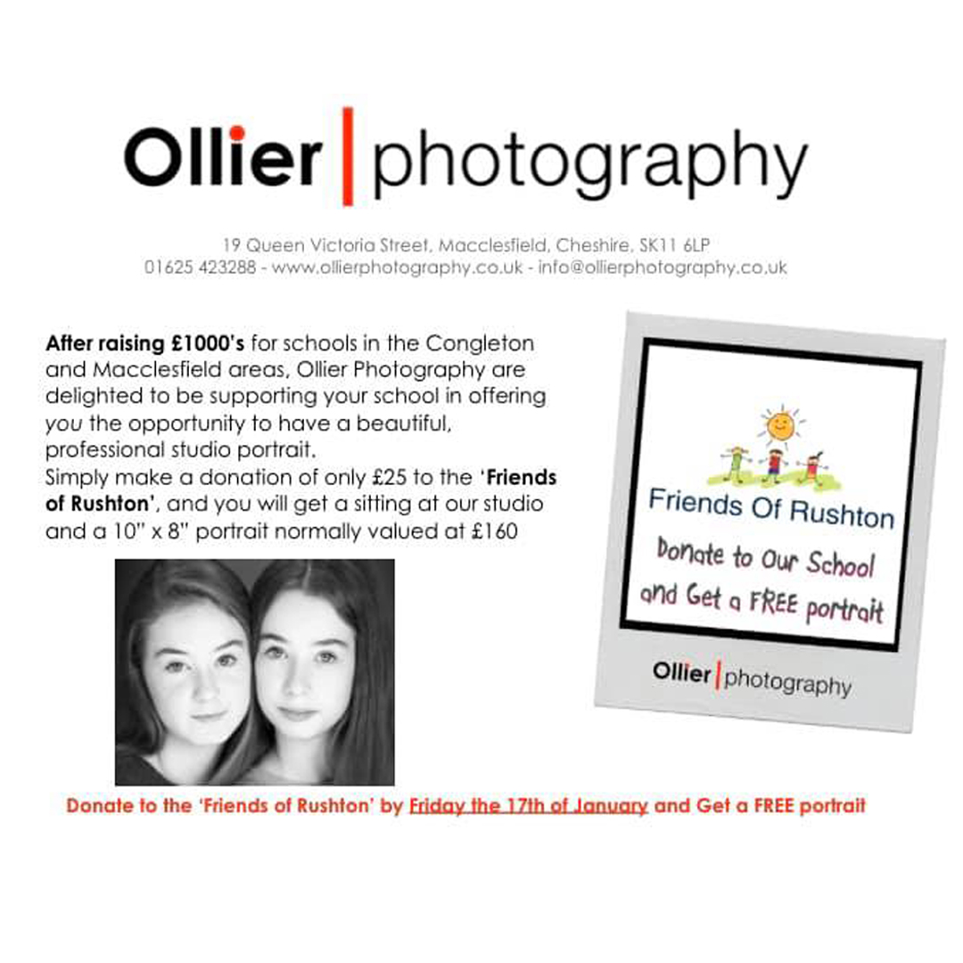 We’ve teamed up with #RushtonPrimarySchool to help raise money for the school by offering donators of £25 (or more) a session in our relaxed studio along with a 10” x 8” portrait worth £160! 📷 #ollierphoto #macclesfield #fundraising