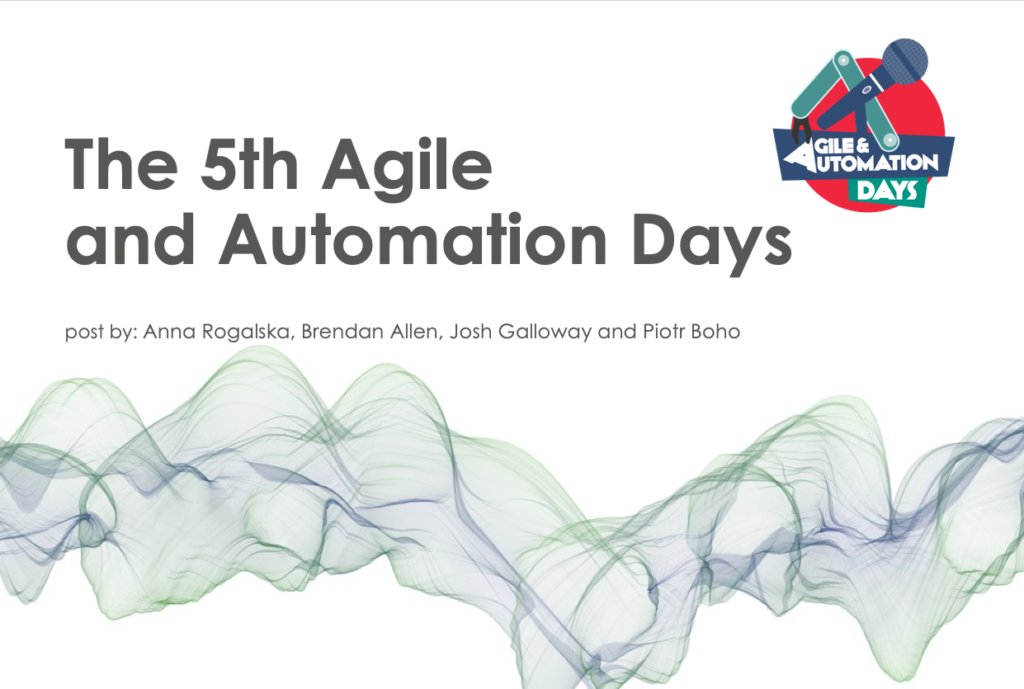Aren’t Automated Tests Always the Answer?🤔 
We went at the 5th Agile and Automation Days conference as Kainos Smart representatives: Anna Rogalska, Brendan Allen, Josh Galloway and Piotr Boho.  The theme for this year was: “Delivery at Speed”.
kainos.pl/blog/the-5th-a…