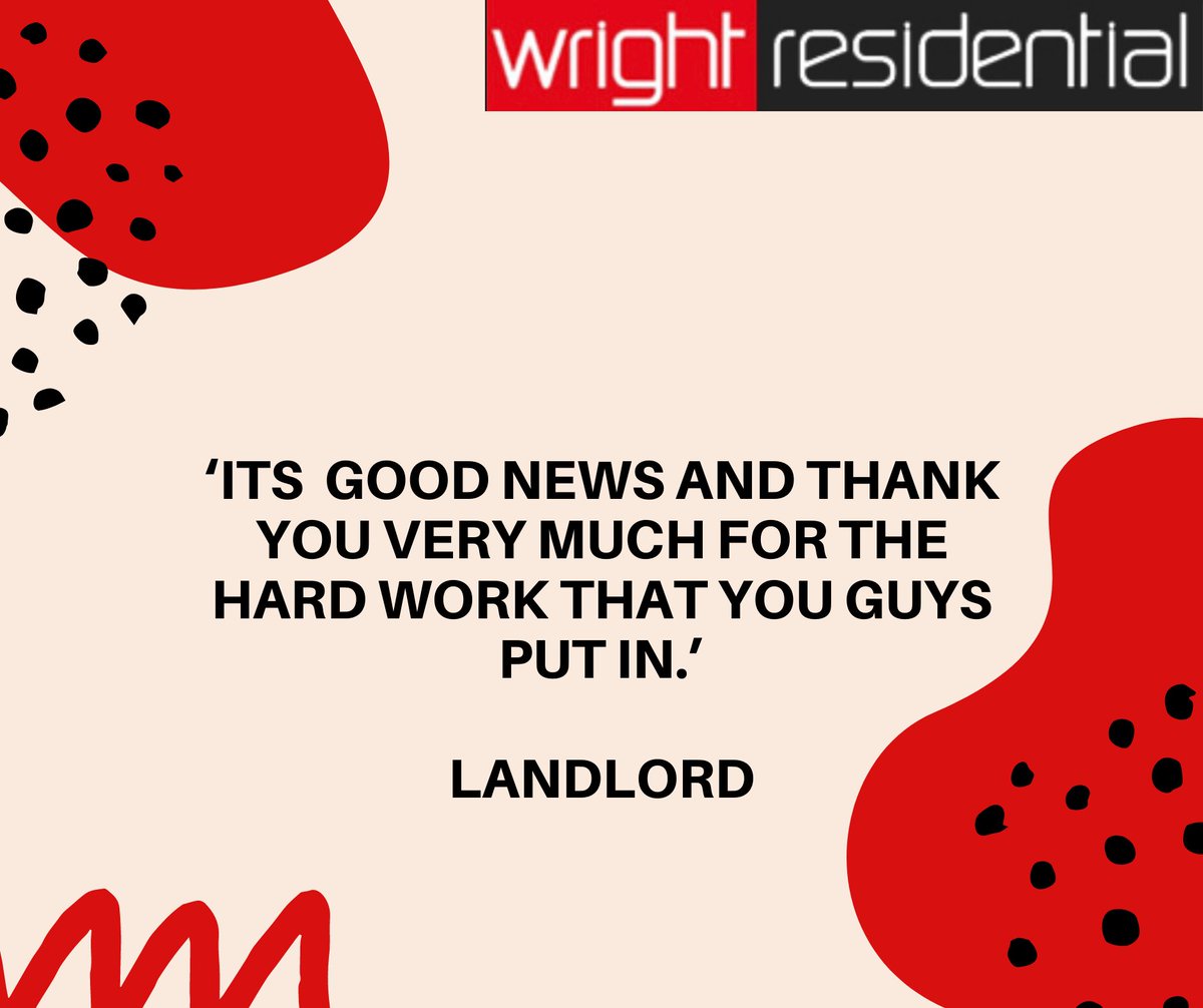 WrightResident's tweet photo. We absolutely love to hear our #landlords are happy with us.

A recent landlord came to Wright Residential after buying a flat and we sourced a #tenant quick for him, he’s currently looking for another property to purchase and we have tenants on stand by. #northeast 
 #winning https://t.co/Edhfv769V0