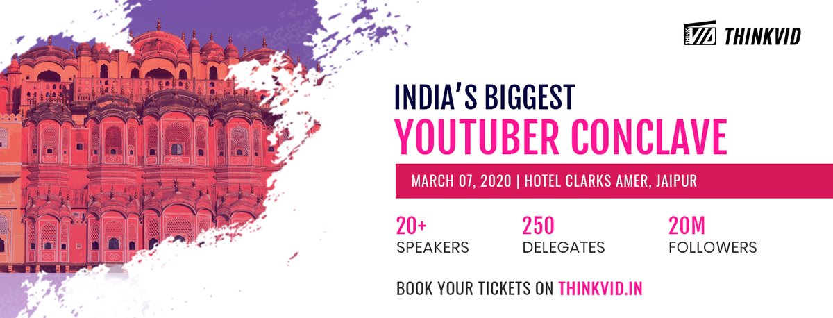 ThinkVIDtweets's tweet photo. With a Stellar Lineup of 20+ speakers with millions of subscribers each, we are all set to announce India's Biggest Youtuber Carnival.
#thinkvid2020 #thinkvid #YouTubers https://t.co/EnaRf9BIRa
