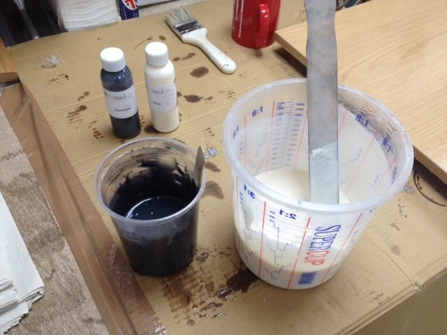 BluSkyLtd's tweet photo. After letting the primer dry for a few hours in a warm room we mixed 600ml of Bone and Gun Metal coloured epoxy resin 🔧 https://t.co/5Fd6OdvVMg