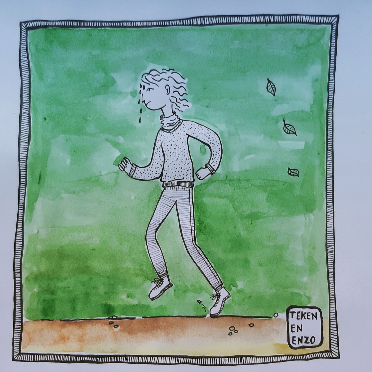 SingleMomShit's tweet image. Met een verbeten gezicht... rennen... jaaa volhouden! Kom op, volhouden... jaaa &amp;amp; dan toch gered... hijgend over de finish...maar wel weer de 6 x 3 minuten gered💪!  Op naar de 3 km🏆 #hardlopen #illustratie #doodleaday #sport #kampioen #illustratievandedag