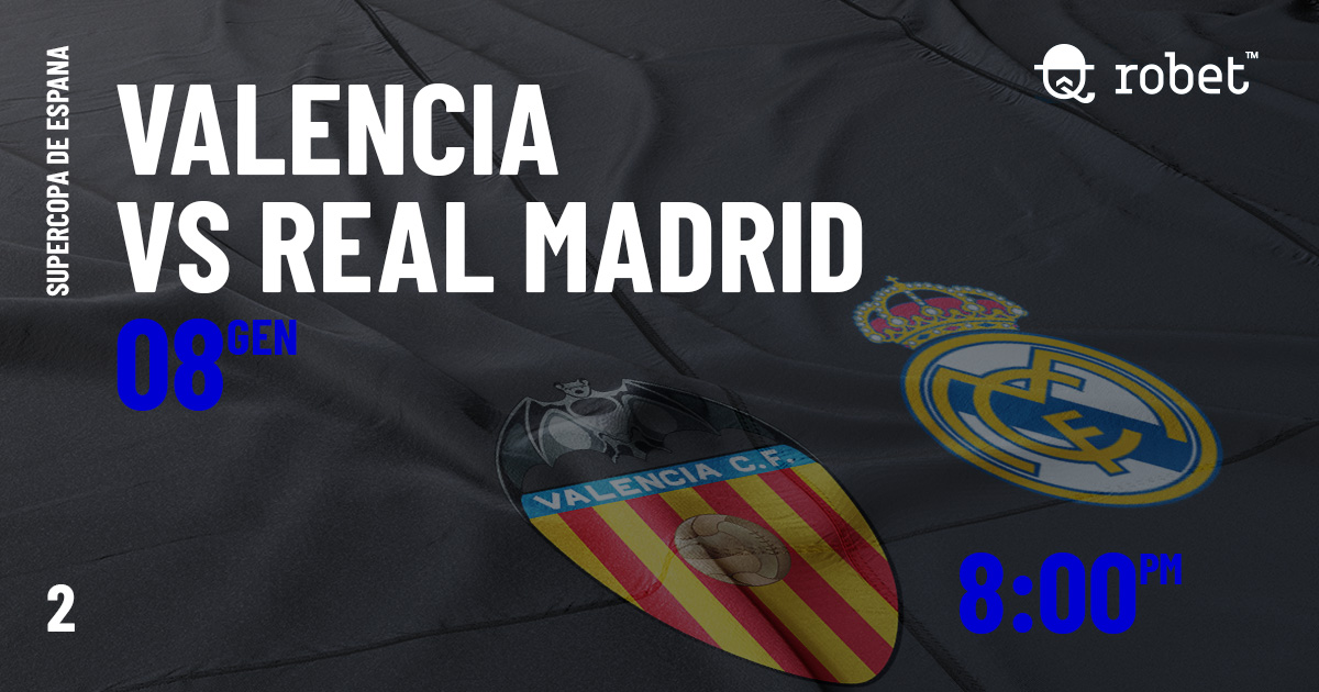 robetofficial's tweet photo. #Valencia and #RealMadrid travel to the King Abdullah Sport City Stadium as both sides look to book a place in the Supercopa de Espana final. #Losblancos are without a defeat in 14 consecutive matches. According to our expert's advice, the bet outcome is: 2 #Supercopa2020 https://t.co/oqsOxrWRqj